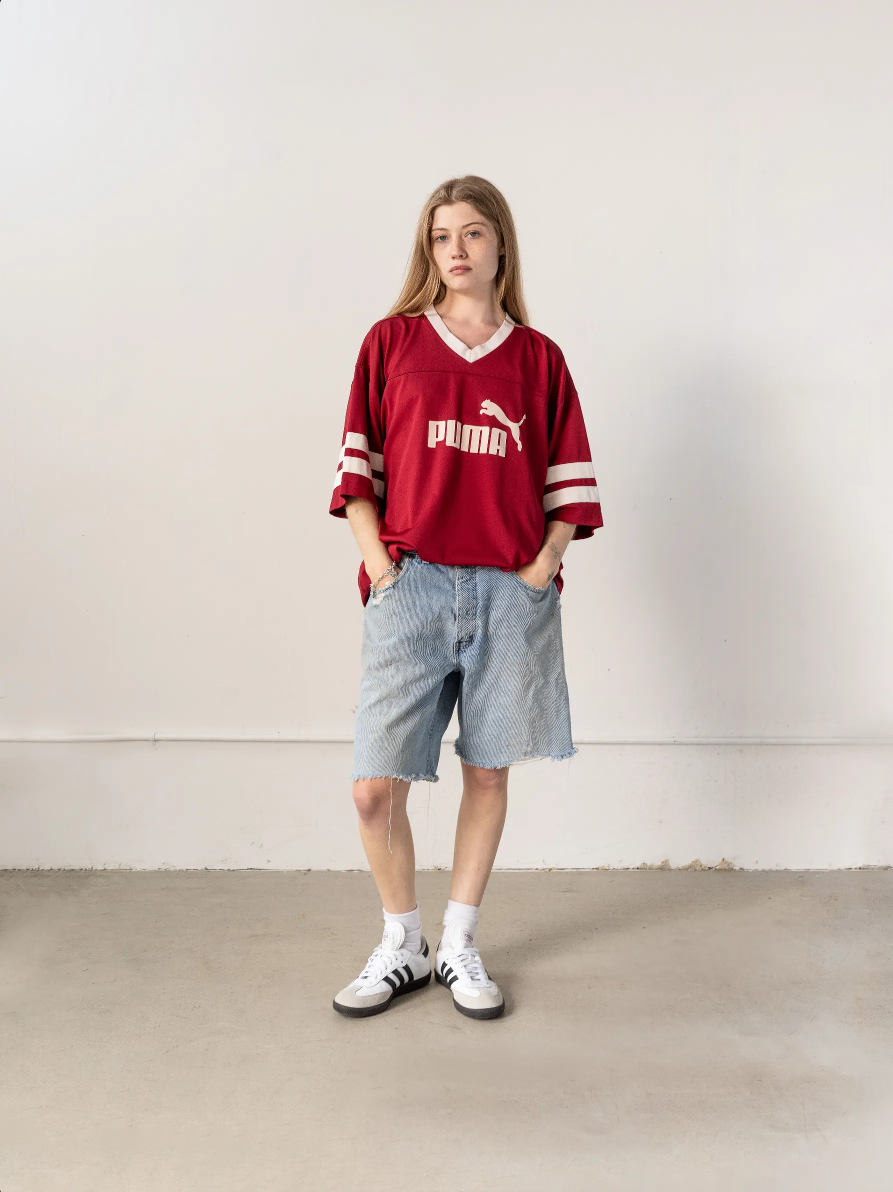 Vintage Y2K Burgundy Puma Soccer Jersey (L) sold by Rebalance Vintage product image thumbnail 2