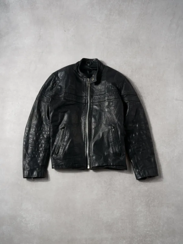 Vintage 90s Black Leather Biker Jacket (M) sold by Rebalance Vintage
