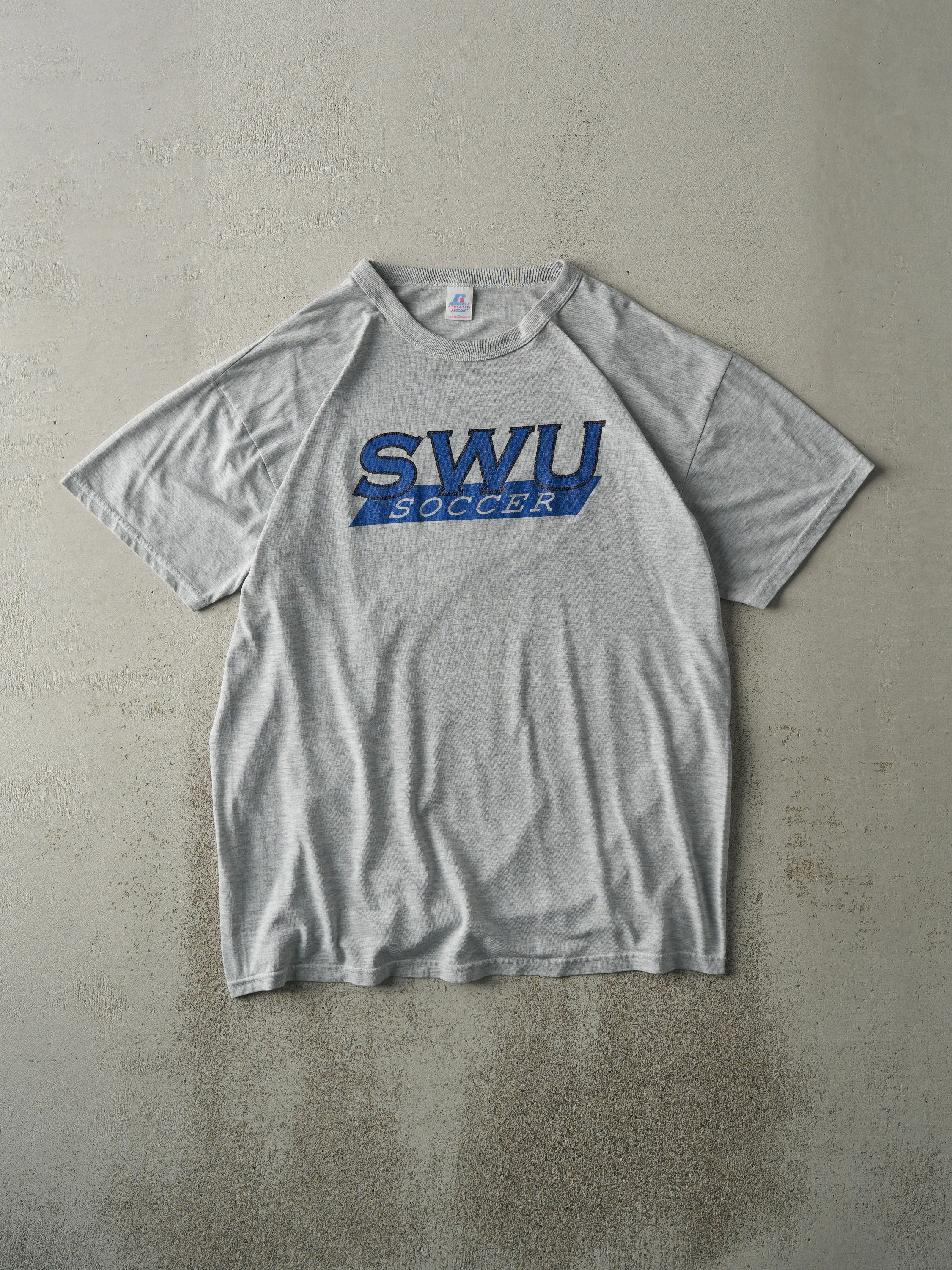 Vintage 90s Grey Russell Athletics SWU Soccer Adidas Tee (M/L) sold by Rebalance Vintage product image thumbnail 2