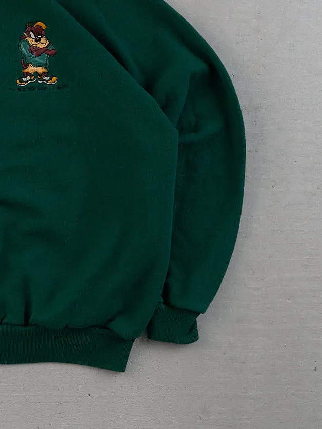 Vintage 96' Pine Green Warner Bros Tazz Embroidery Mockneck (M) sold by Rebalance Vintage product image thumbnail 3