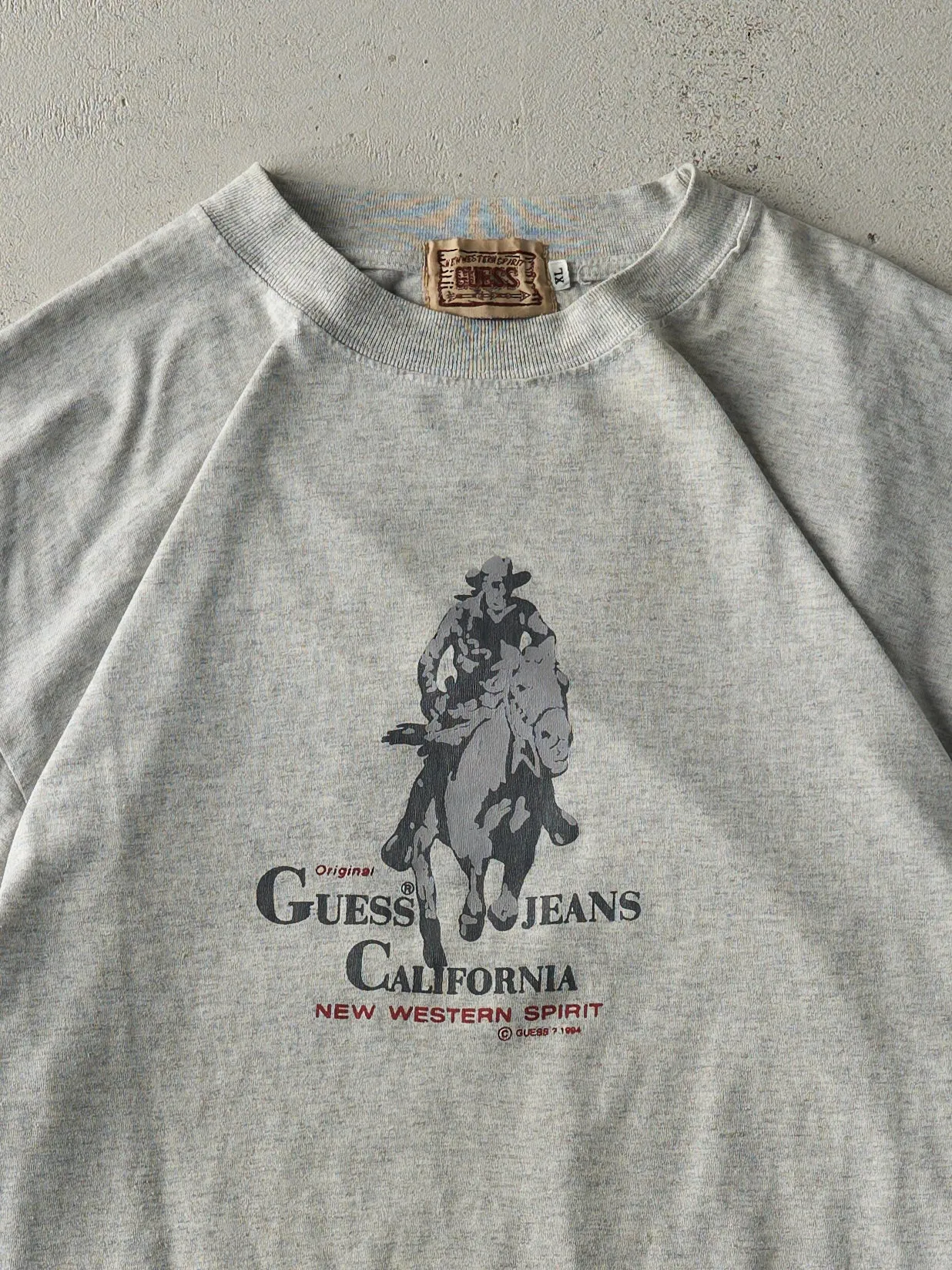 Vintage 94' Grey Guess Jeans Logo Tee (XL) sold by Rebalance Vintage product image thumbnail 2