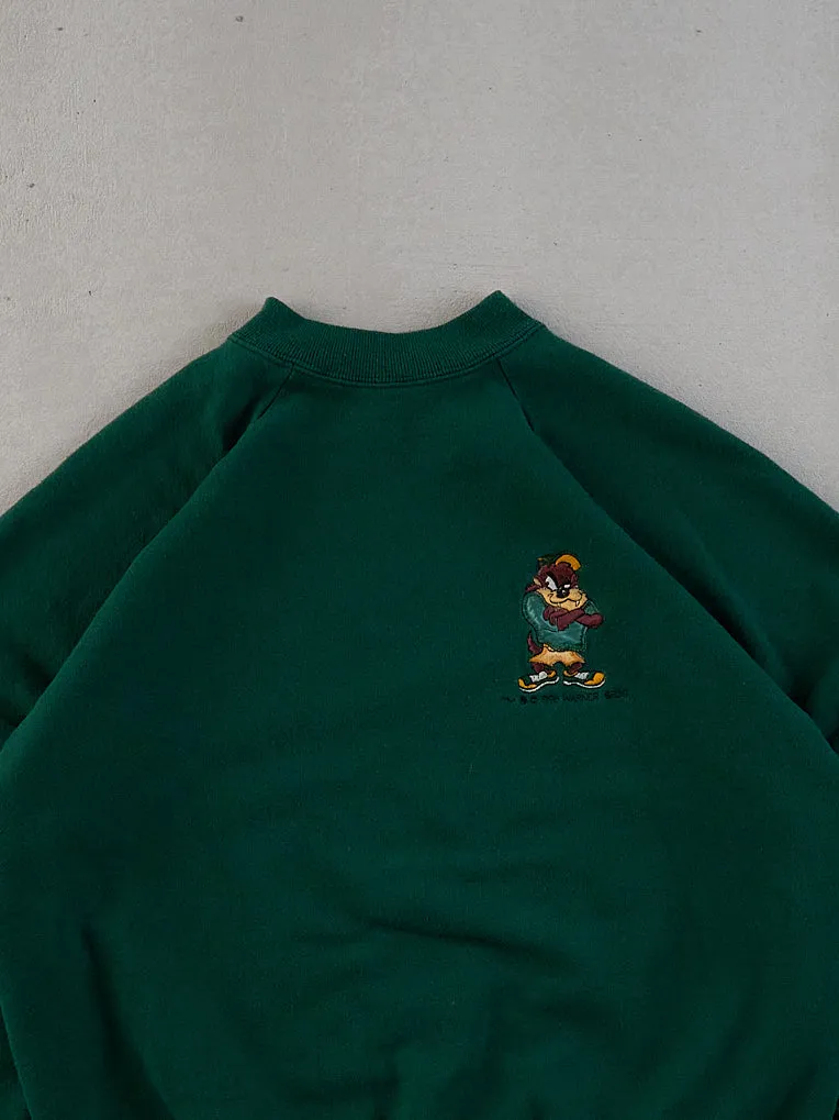 Vintage 96' Pine Green Warner Bros Tazz Embroidery Mockneck (M) sold by Rebalance Vintage product image thumbnail 2