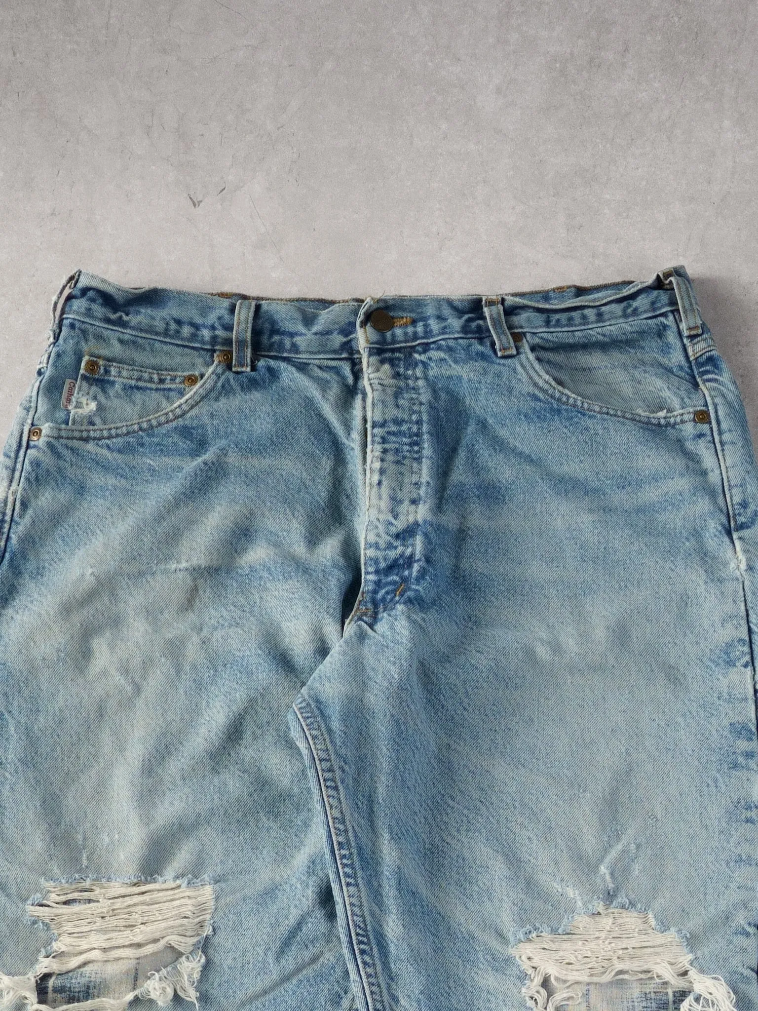 Vintage 90s Light Blue Carhartt Distressed Lined Denim Jeans (38x34) sold by Rebalance Vintage product image thumbnail 3