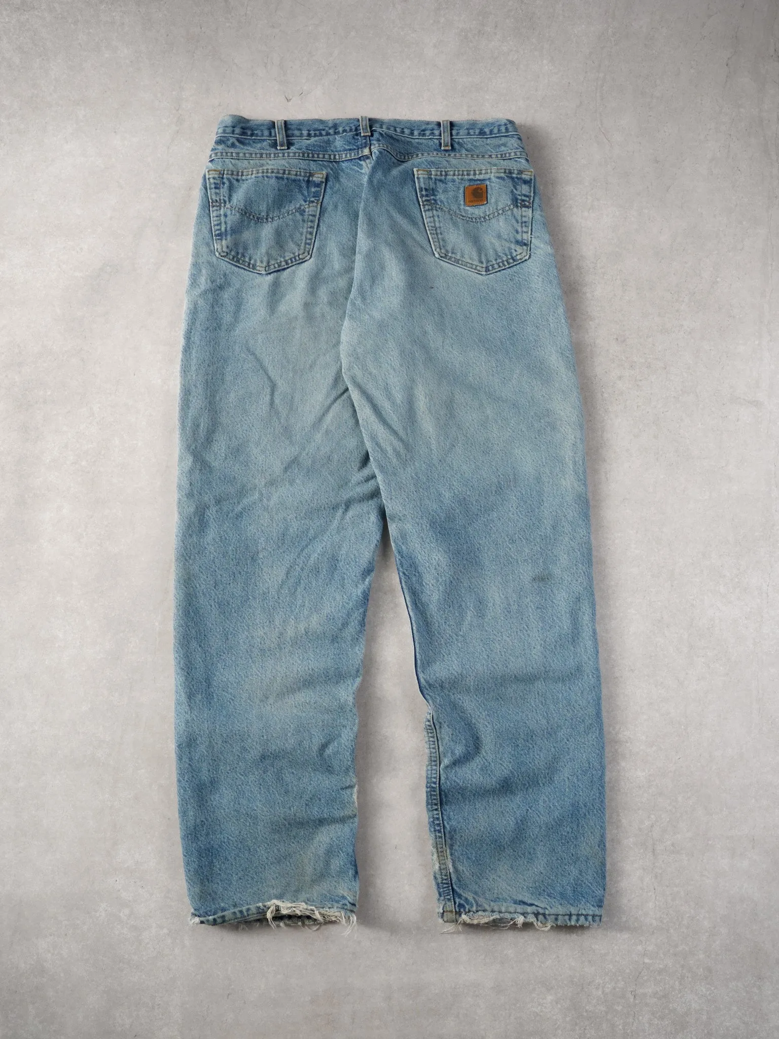 Vintage 90s Light Blue Carhartt Distressed Lined Denim Jeans (38x34) sold by Rebalance Vintage product image thumbnail 4