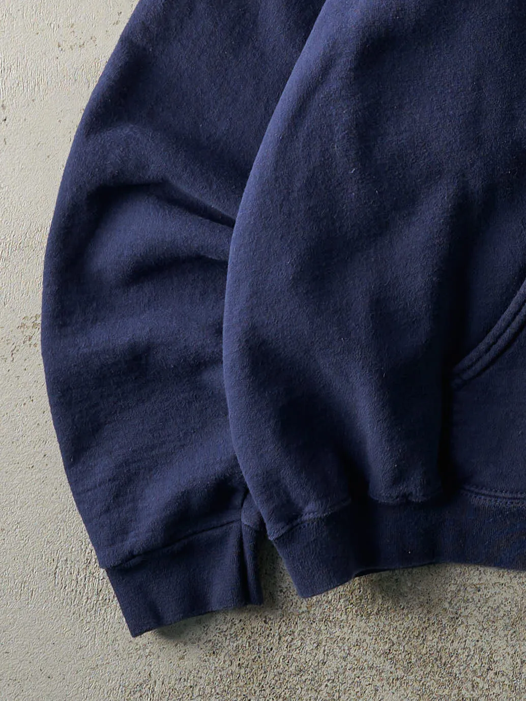 Vintage 90s Navy Blue Blank Boxy Zip Up Hoodie (L) sold by Rebalance Vintage product image thumbnail 3