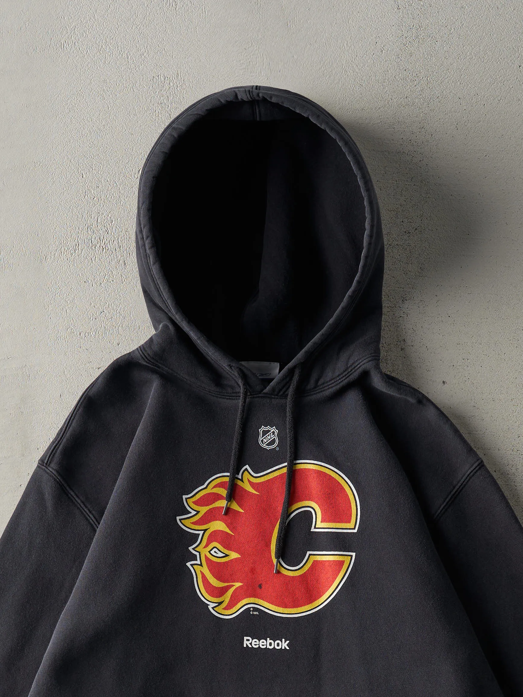 Vintage Y2K Black Calgary Flames Reebok Hoodie (XL) sold by Rebalance Vintage product image thumbnail 2