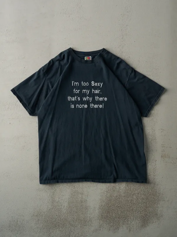 Vintage Y2K Faded Black Embroidered "I'm too Sexy" Tee (M/L) sold by Rebalance Vintage