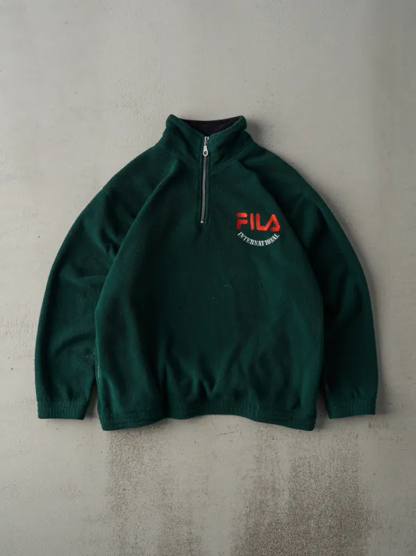 Vintage 80s Black Forest Green Fila Embroidered Fleece Sweater (L) made by Rebalance Vintage