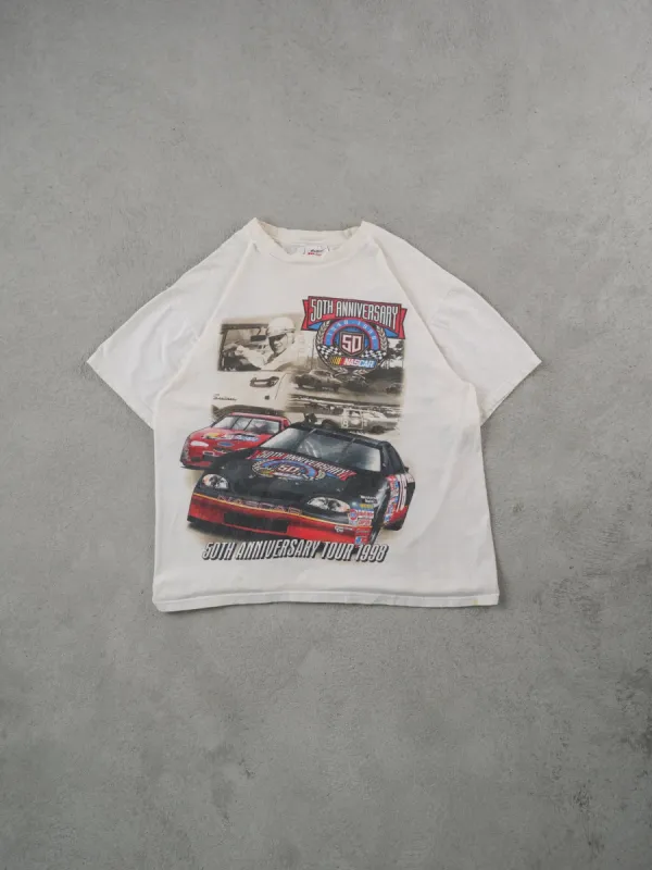 Vintage 98' White 50th Anniversary Tour Nascar Graphic Tee (M) sold by Rebalance Vintage