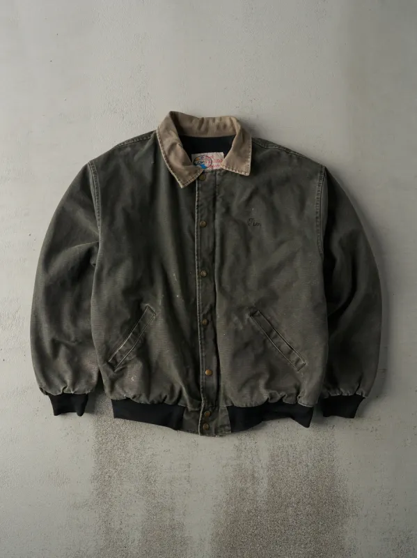 Vintage 90s Washed Green Embroidered "Jim" Collared Work Jacket (L/XL) sold by Rebalance Vintage