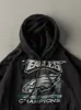 18' Black Super Bowl Champions Philadelphia Eagles Boxy Hoodie (M) sold by Rebalance Vintage