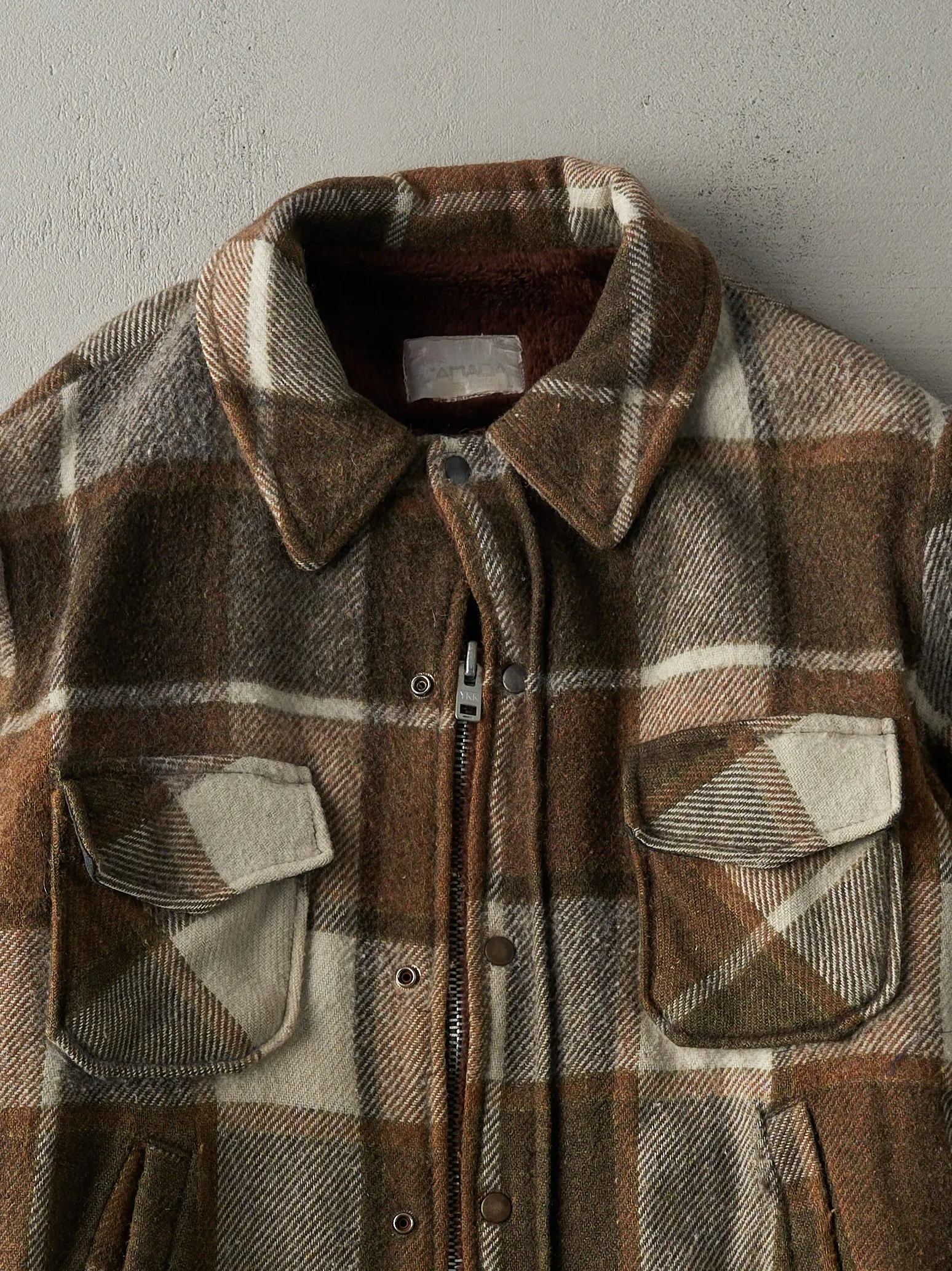 Vintage 80s Brown Fur Lined Zip Up Flannel Jacket (M) sold by Rebalance Vintage product image thumbnail 3