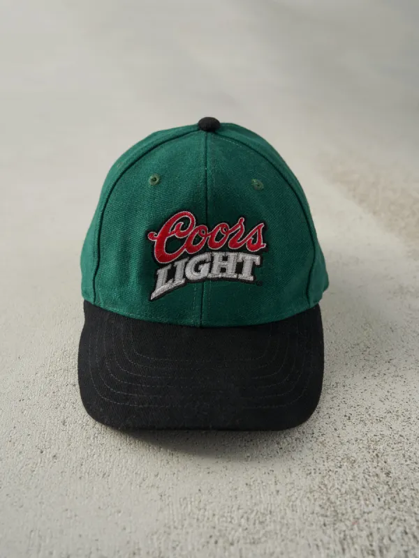 Vintage 90s Green Embroidered Coors Light Strap Back Hat sold by Rebalance Vintage