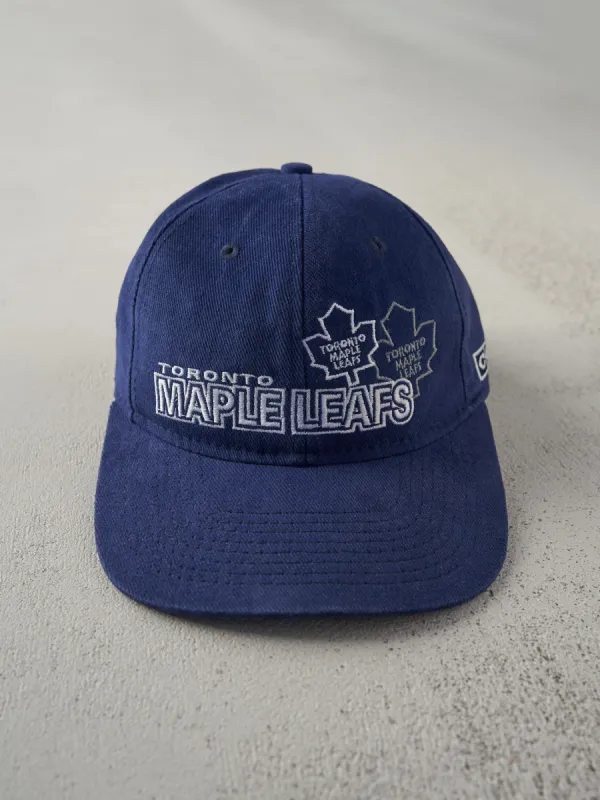 Vintage 90s Navy Blue Toronto Maple Leafs CCM Snapback Hat sold by Rebalance Vintage