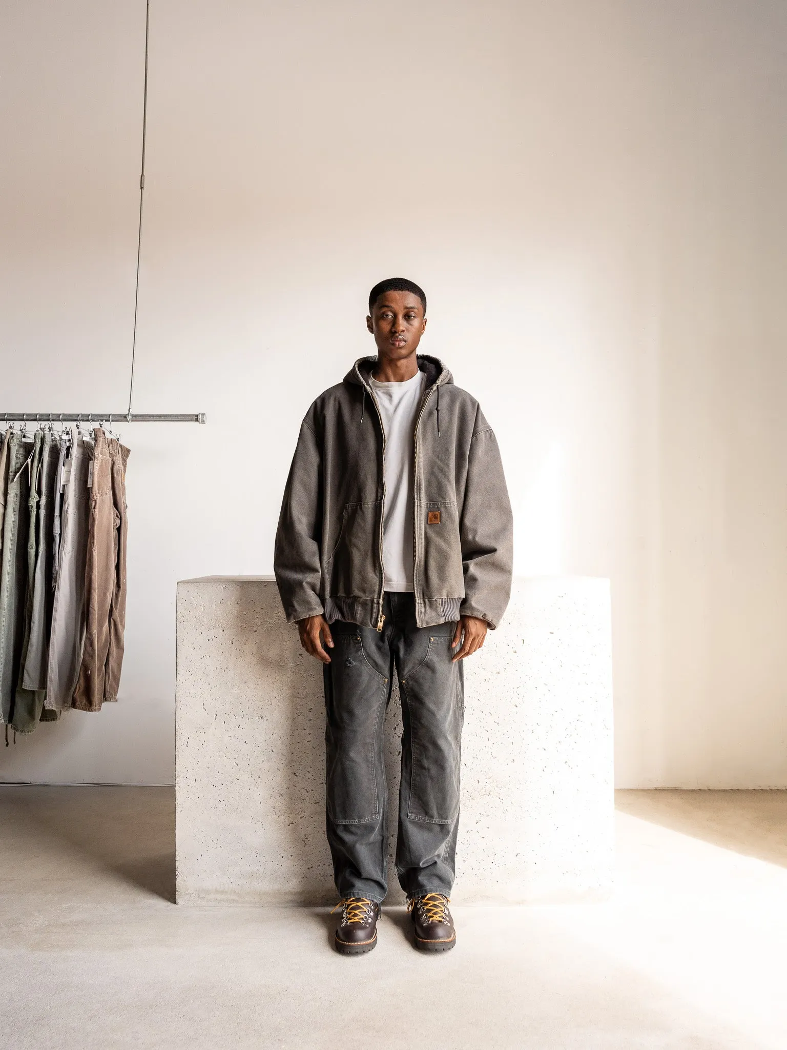 Vintage Y2K Grey Carhartt Hooded Workwear Jacket (XXL) sold by Rebalance Vintage product image thumbnail 2