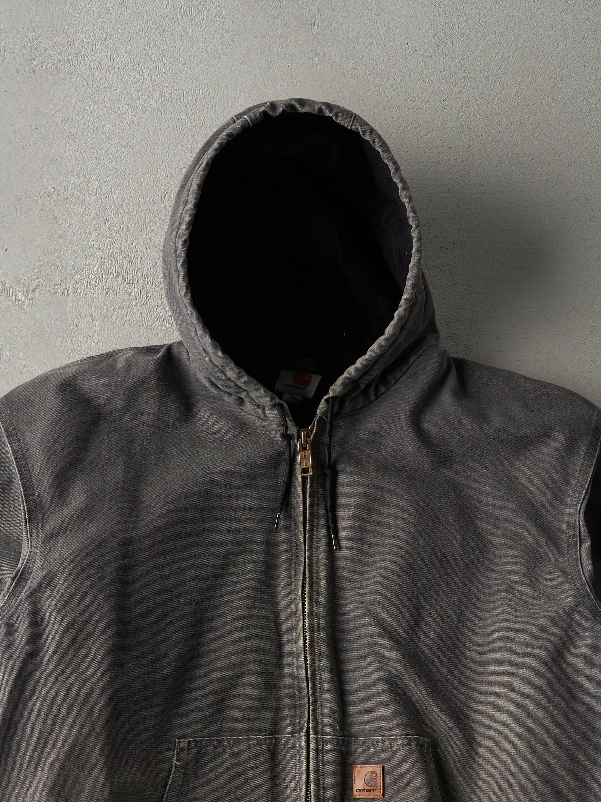 Vintage Y2K Grey Carhartt Hooded Workwear Jacket (XXL) sold by Rebalance Vintage product image thumbnail 3