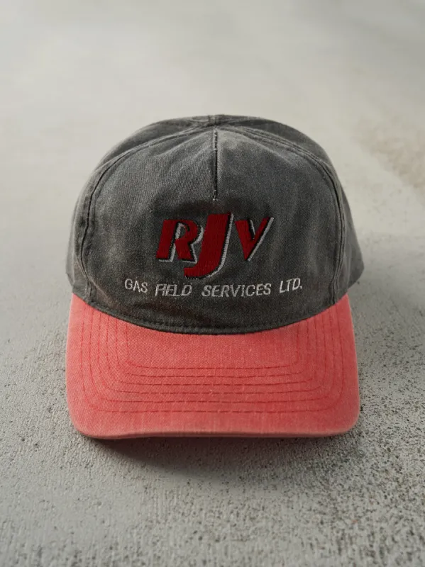 Vintage 90s Grey & Red Embroidered RJV Snapback Hat sold by Rebalance Vintage