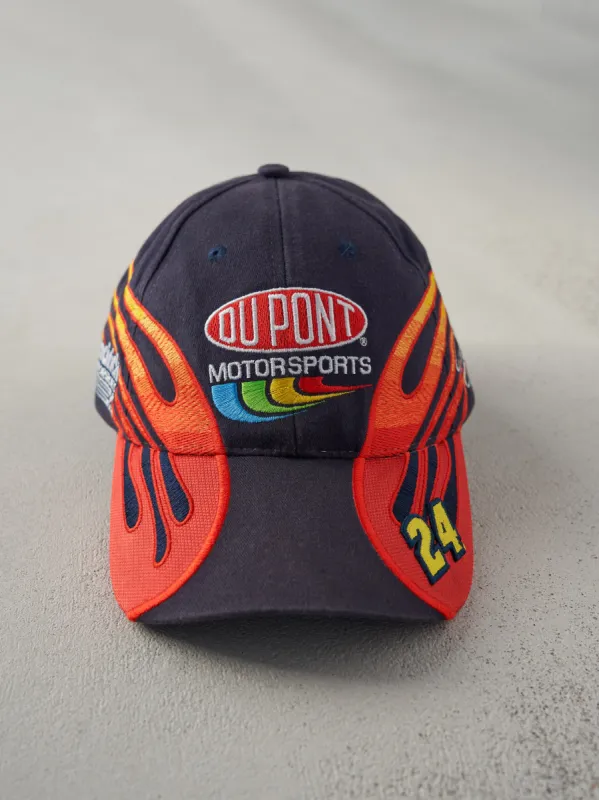 Vintage 02' Navy Du Pont Jeff Gordon Nascar Flames Embroidered Velcro Back Hat sold by Rebalance Vintage