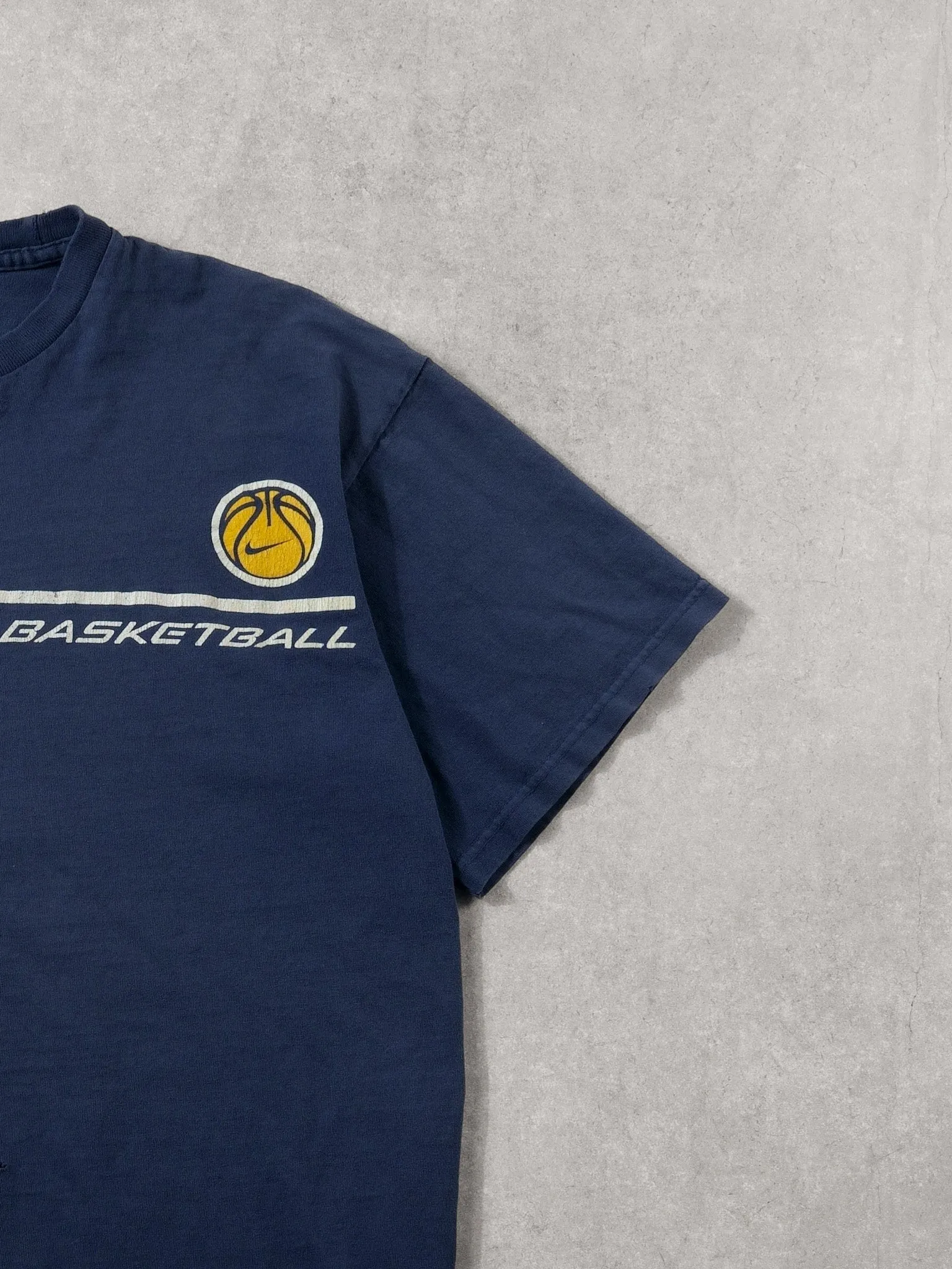 Vintage Y2k Navy Blue and Yellow Nike Basketball Tee (M/L) sold by Rebalance Vintage product image thumbnail 3