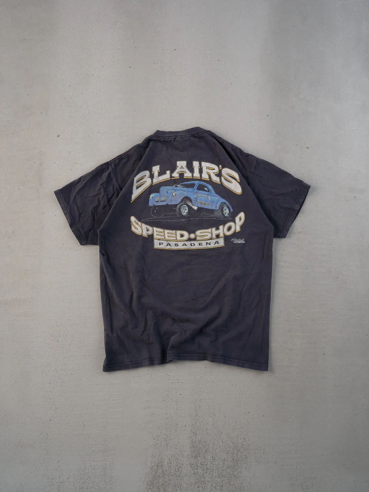 Vintage 04' Washed Black Blair's Speed Shop Graphic Tee (M) sold by Rebalance Vintage
