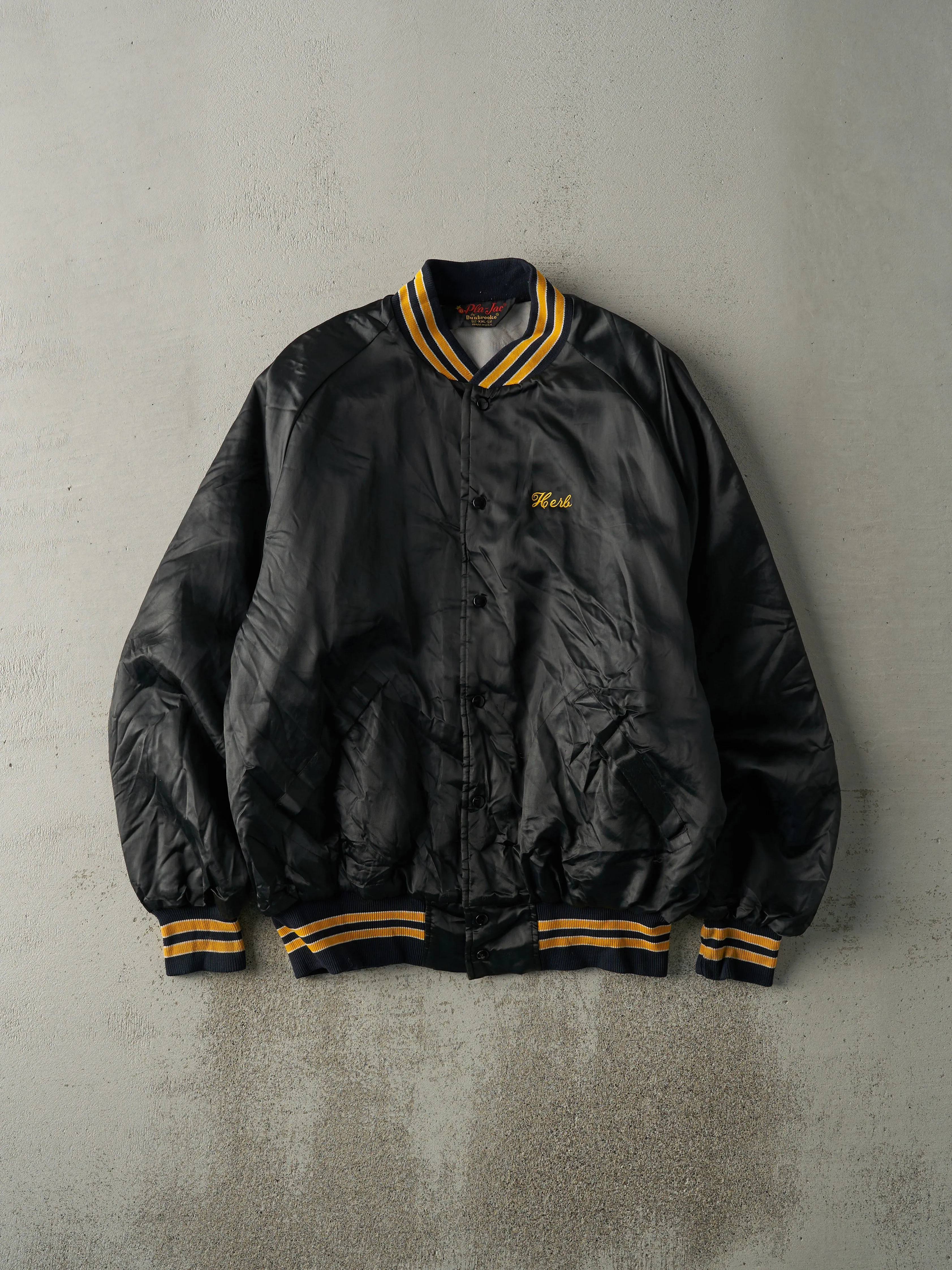 Vintage 70s Black Skagit Speedway Satin Bomber Jacket (L) sold by Rebalance Vintage product image thumbnail 2