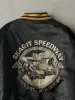 Vintage 70s Black Skagit Speedway Satin Bomber Jacket (L) sold by Rebalance Vintage