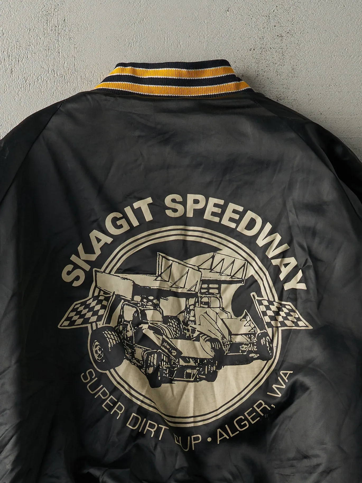 Vintage 70s Black Skagit Speedway Satin Bomber Jacket (L) sold by Rebalance Vintage product image thumbnail 4