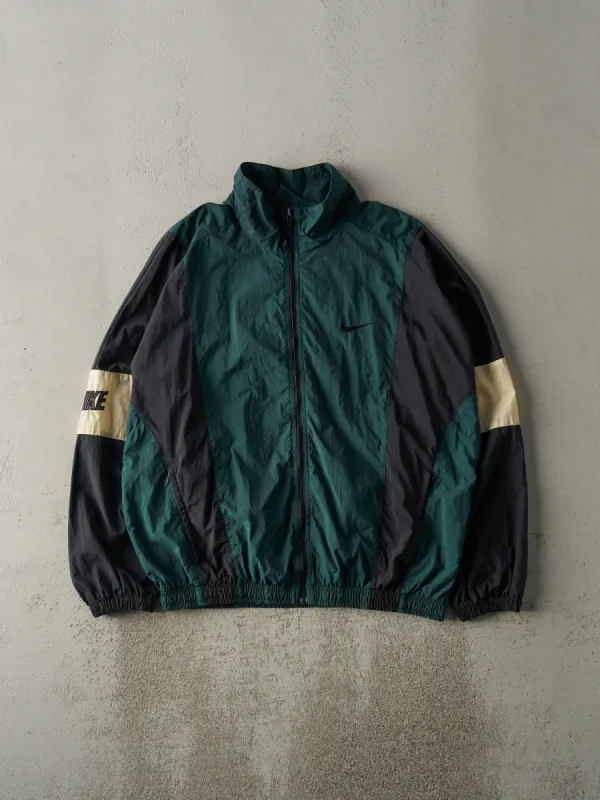 Vintage 90s Green, Black & Beige Nike Embroidered Swoosh Windbreaker (L) sold by Rebalance Vintage