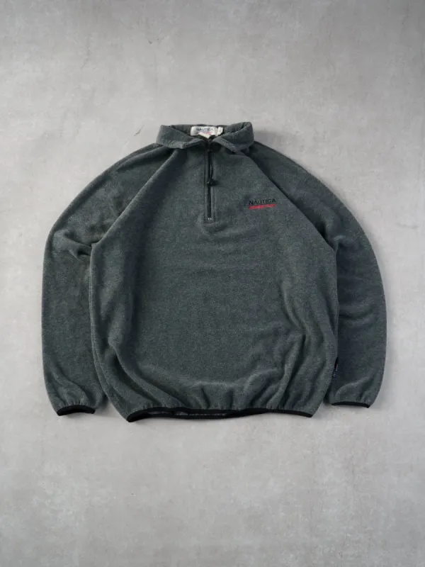 Vintage 90s Grey Nautica Fleece Collared 1/4 Zip Up (L) sold by Rebalance Vintage