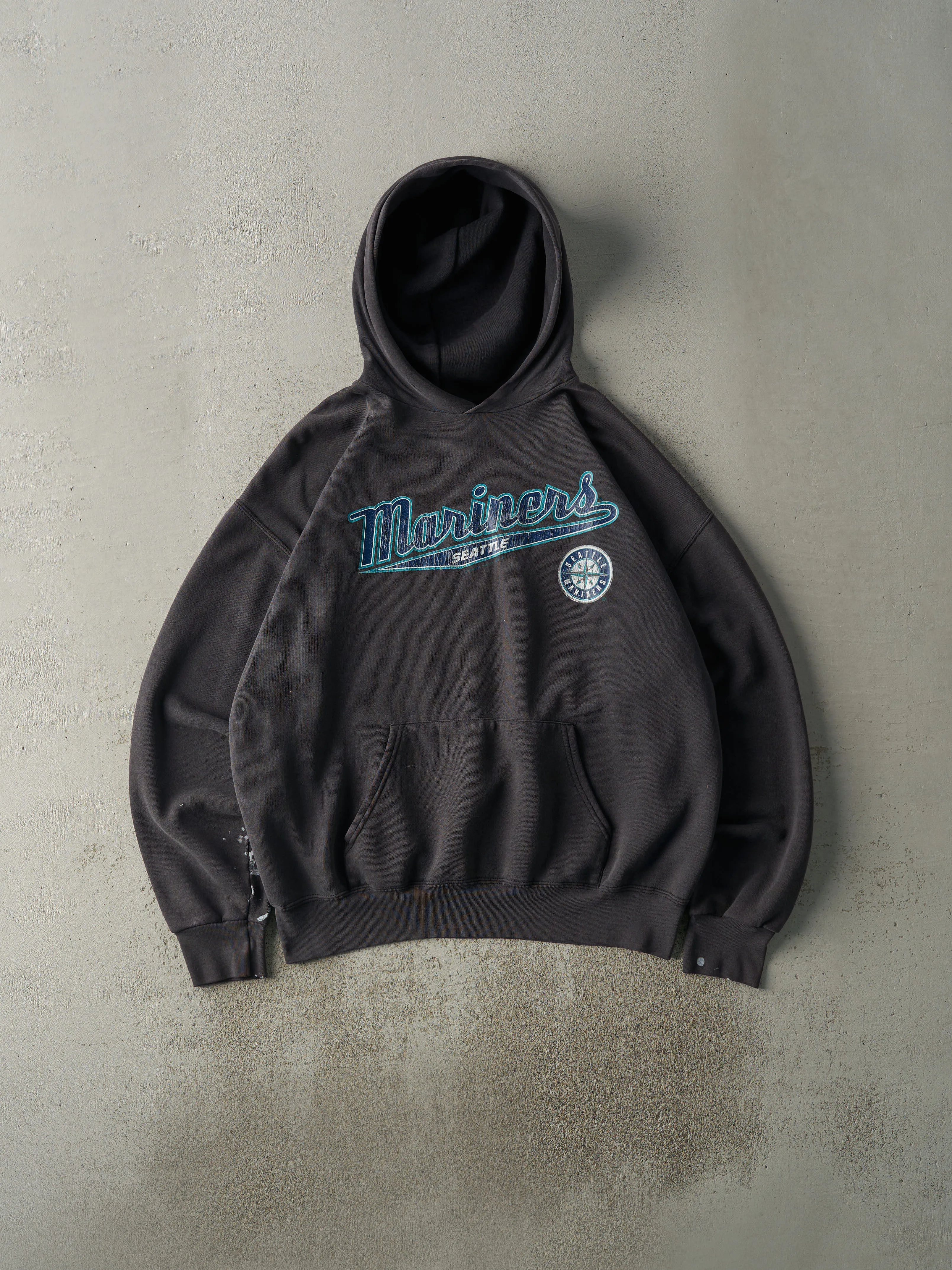Vintage 02' Faded Black Seattle Mariners Boxy Hoodie (XL) sold by Rebalance Vintage