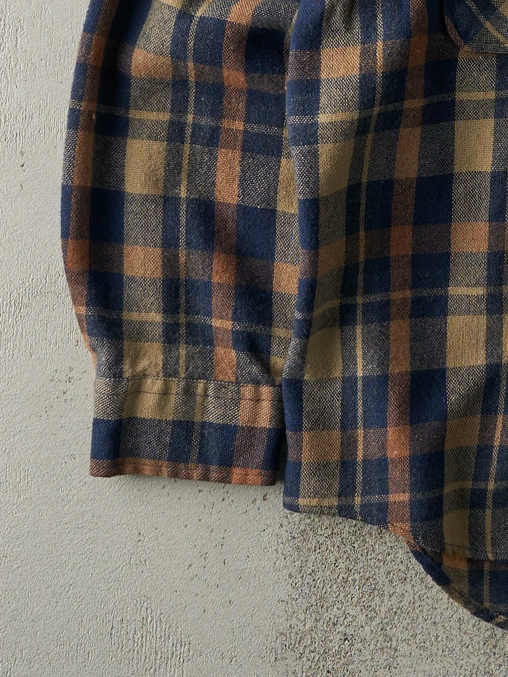 Vintage 80s Beige & Blue Flannel Button Up (L) sold by Rebalance Vintage product image thumbnail 3