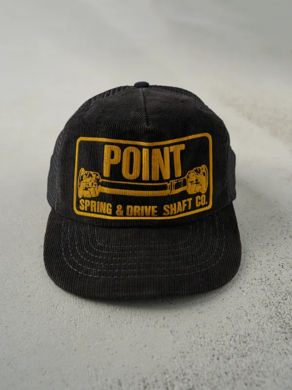 Vintage 80s Black Point Spring & Drive Shaft Co. Corduroy Trucker Hat sold by Rebalance Vintage