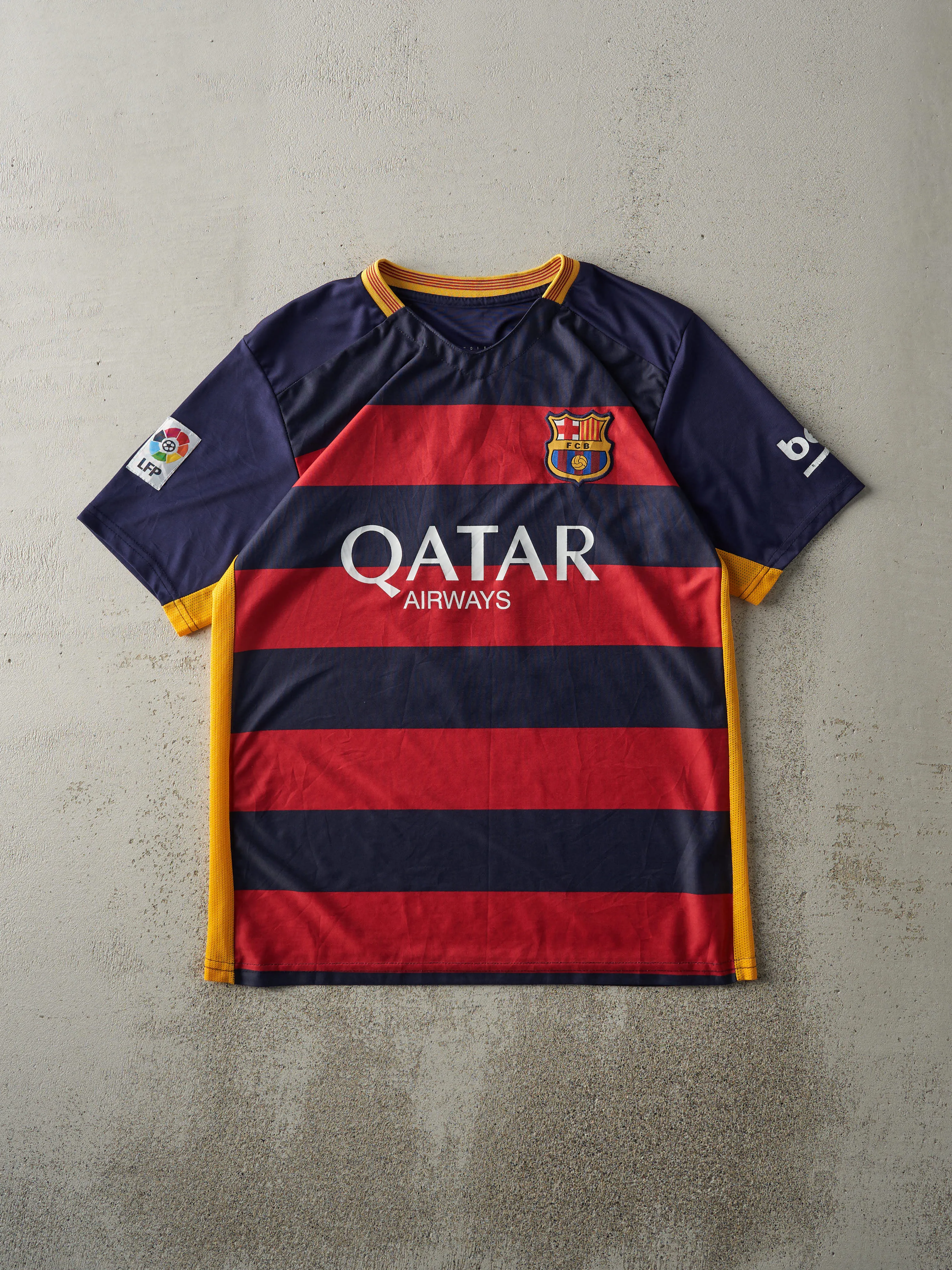 Vintage Y2K Navy Blue, Red & Yellow FCB Neymar Jr Soccer Jersey (M) sold by Rebalance Vintage
