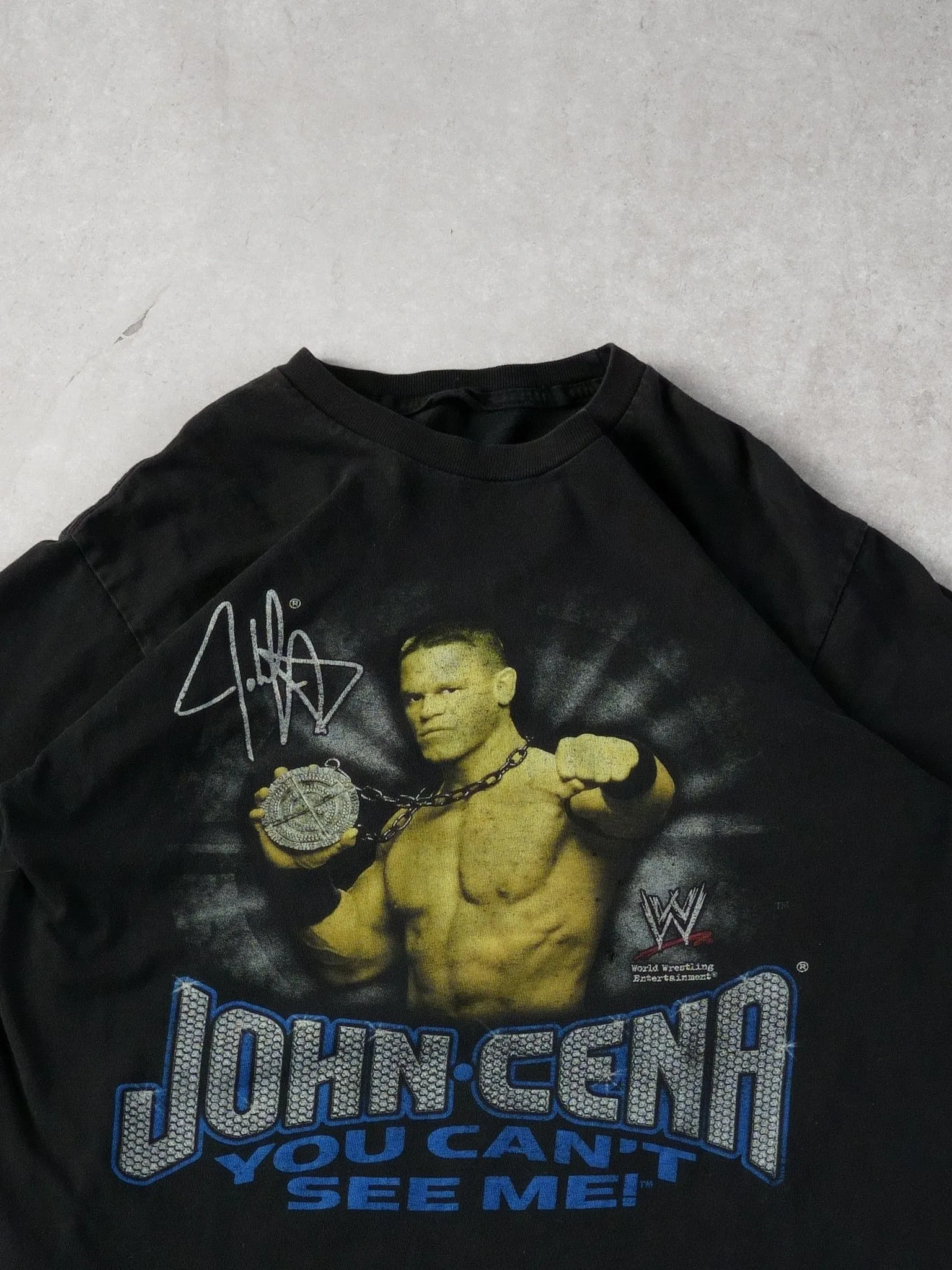 Vintage Y2K Black John Cena You Can't See Me! Graphic Tee (M) sold by Rebalance Vintage product image thumbnail 2