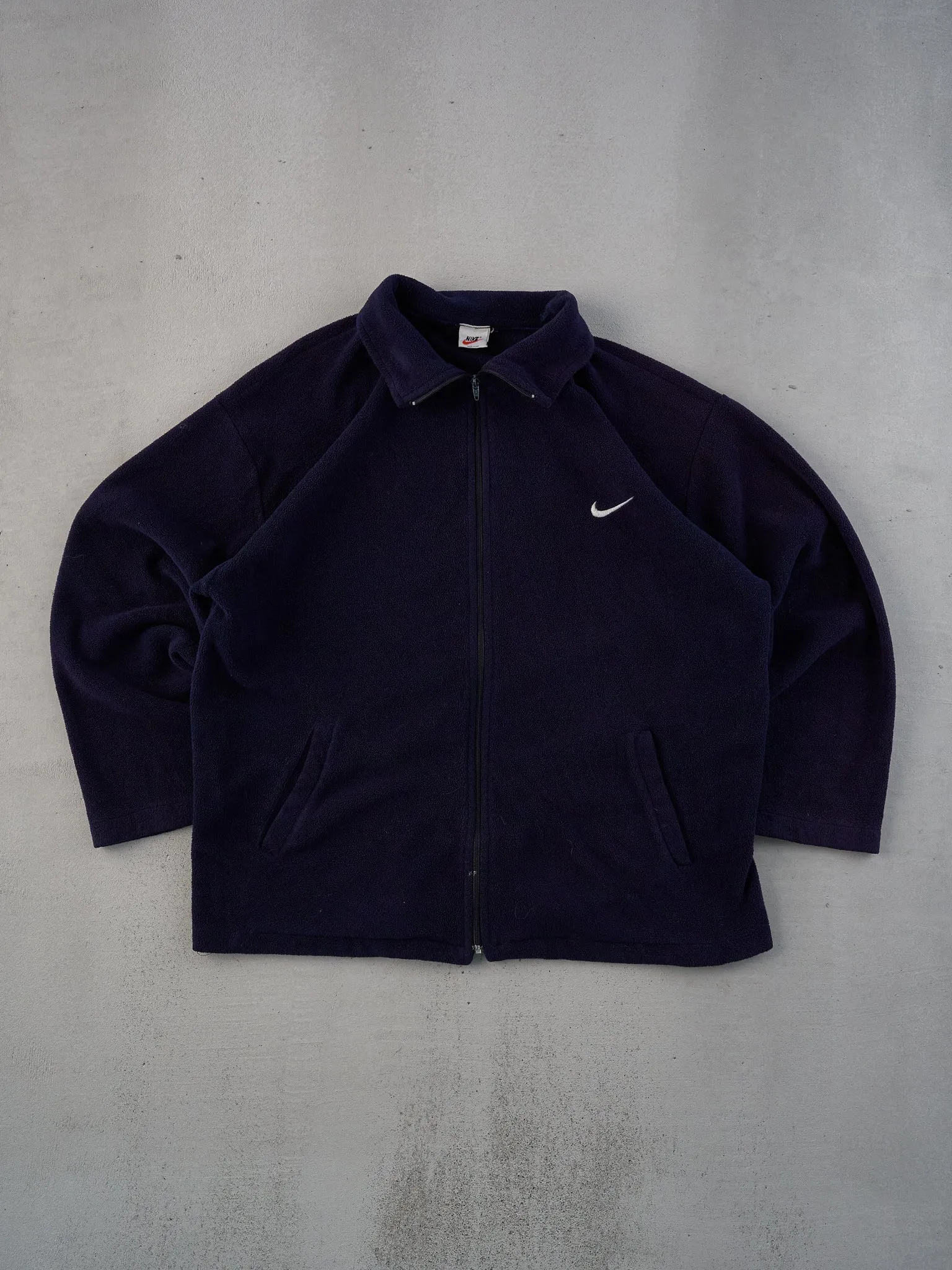 Vintage 90s Dark Navy Nike Collared Zip Up (L) sold by Rebalance Vintage