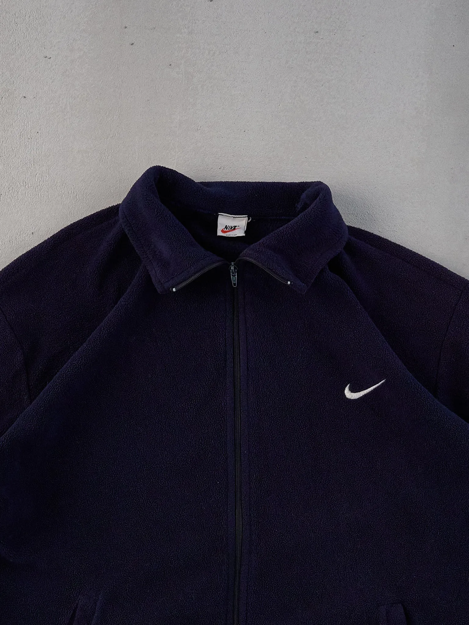 Vintage 90s Dark Navy Nike Collared Zip Up (L) sold by Rebalance Vintage product image thumbnail 2