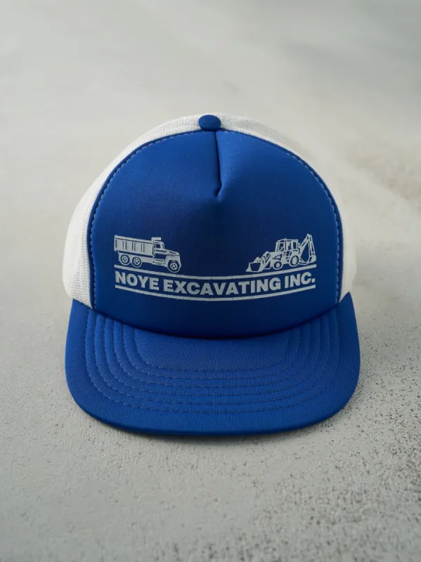 Vintage 80s Blue Noye Excavating Inc. Foam Trucker Hat sold by Rebalance Vintage