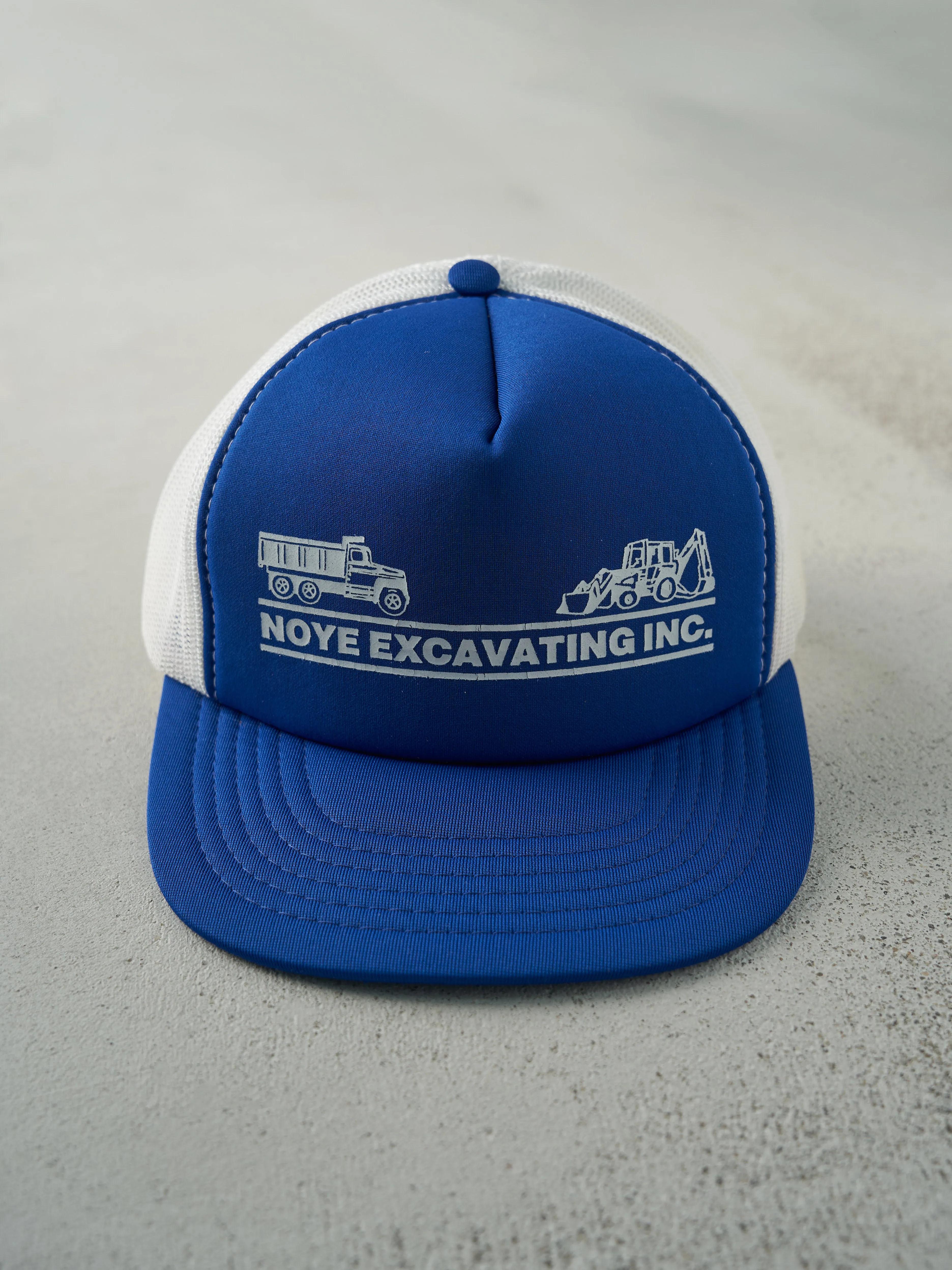Vintage 80s Blue Noye Excavating Inc. Foam Trucker Hat sold by Rebalance Vintage