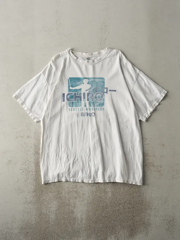 Vintage Y2K White Seattle Mariners Ichiro Tee (M/L) sold by Rebalance Vintage