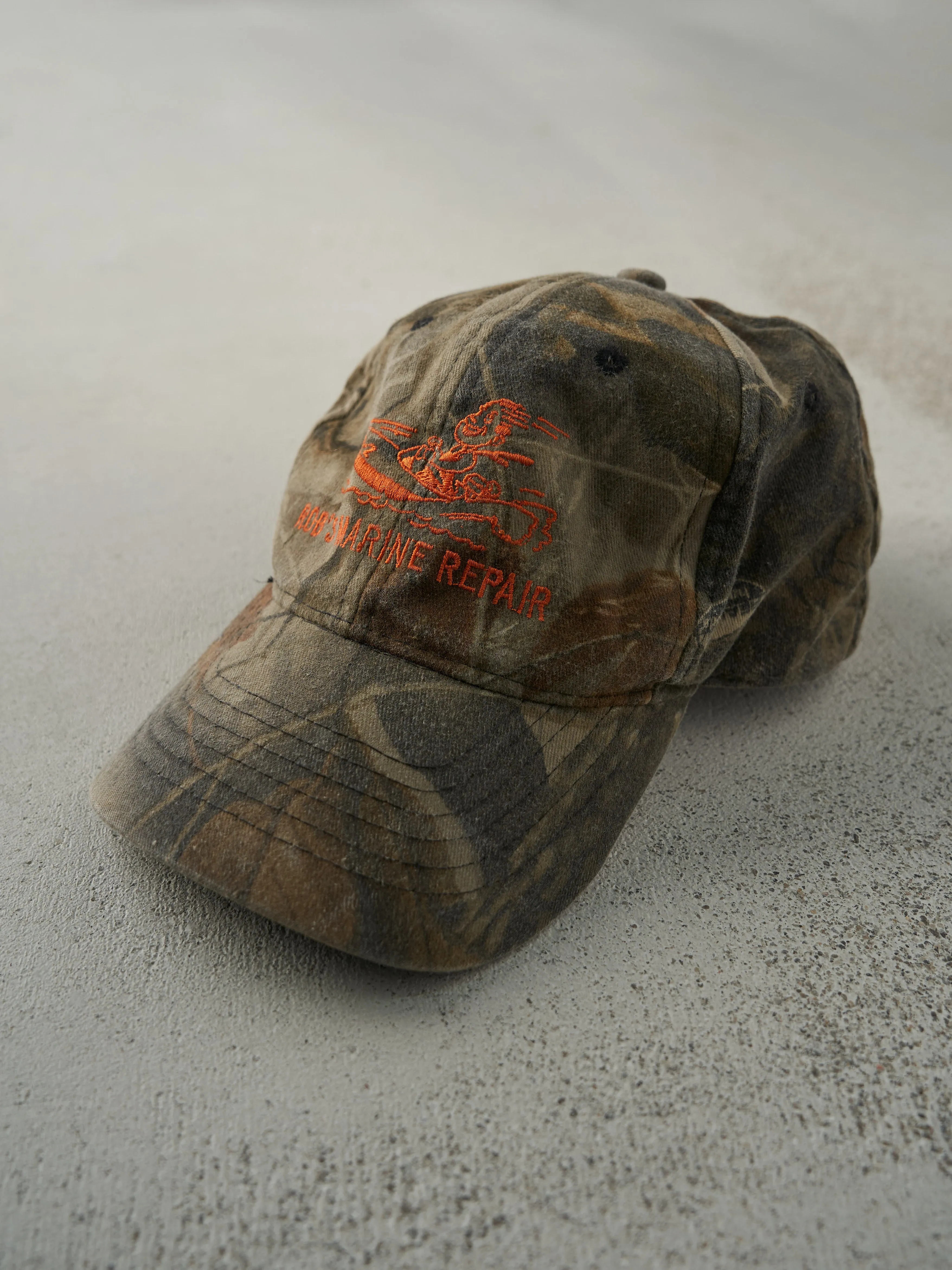 Vintage Y2K Camo Rob's Marine Repair Embroidered Realtree Camo Strap Back Hat sold by Rebalance Vintage product image thumbnail 2