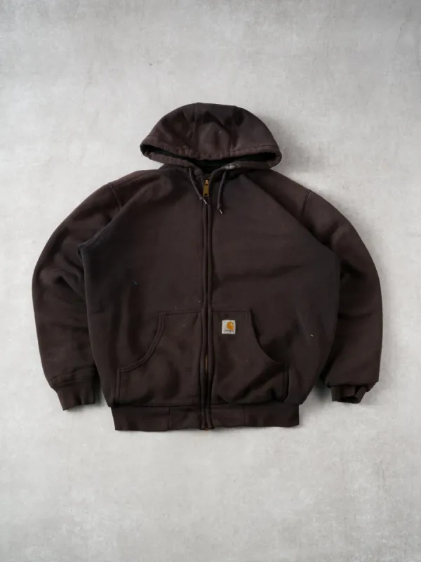 Vintage 90s Brown Carhartt Hooded Workwear Zipup (L) sold by Rebalance Vintage