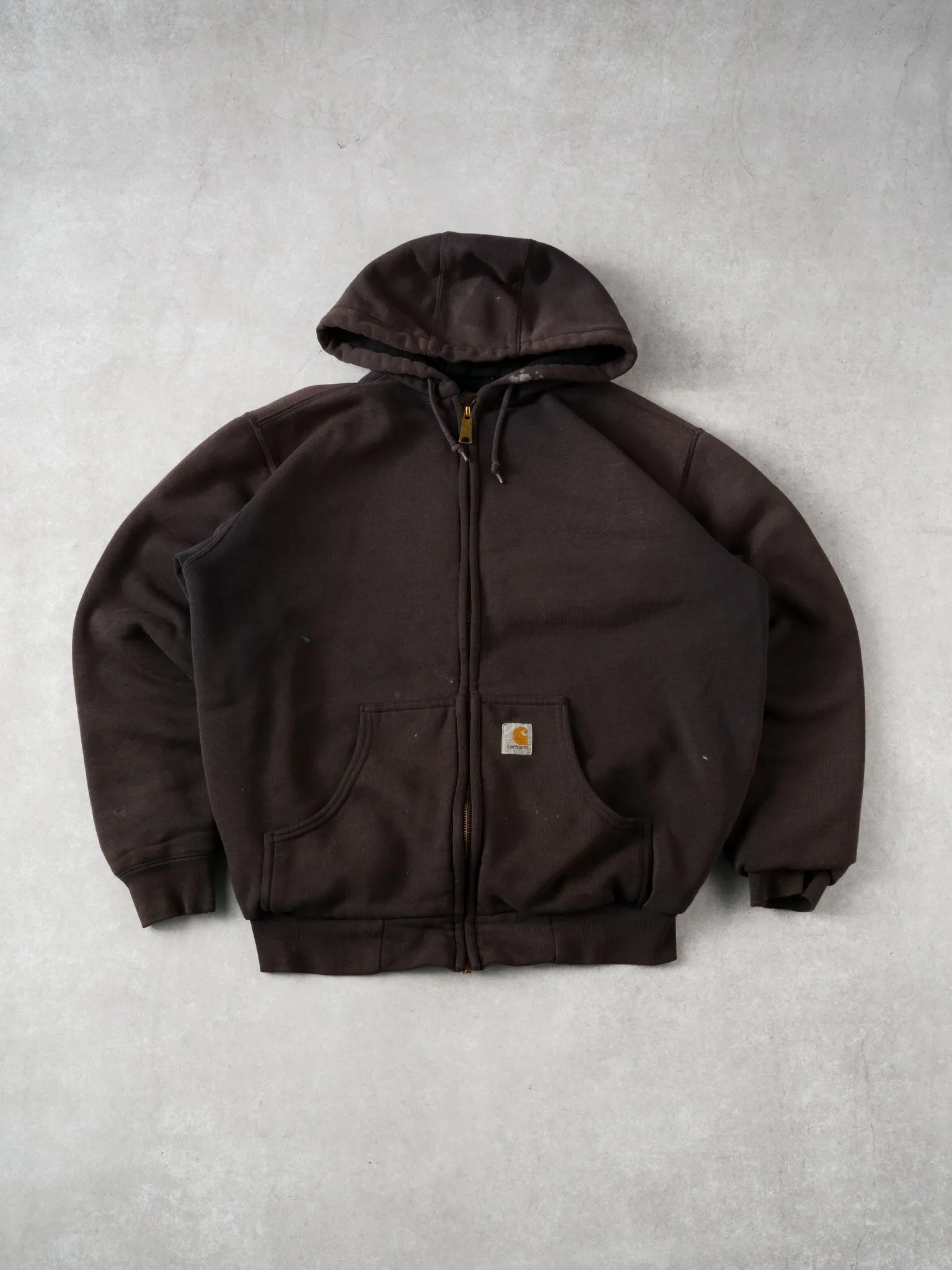 Vintage 90s Brown Carhartt Hooded Workwear Zipup (L) sold by Rebalance Vintage