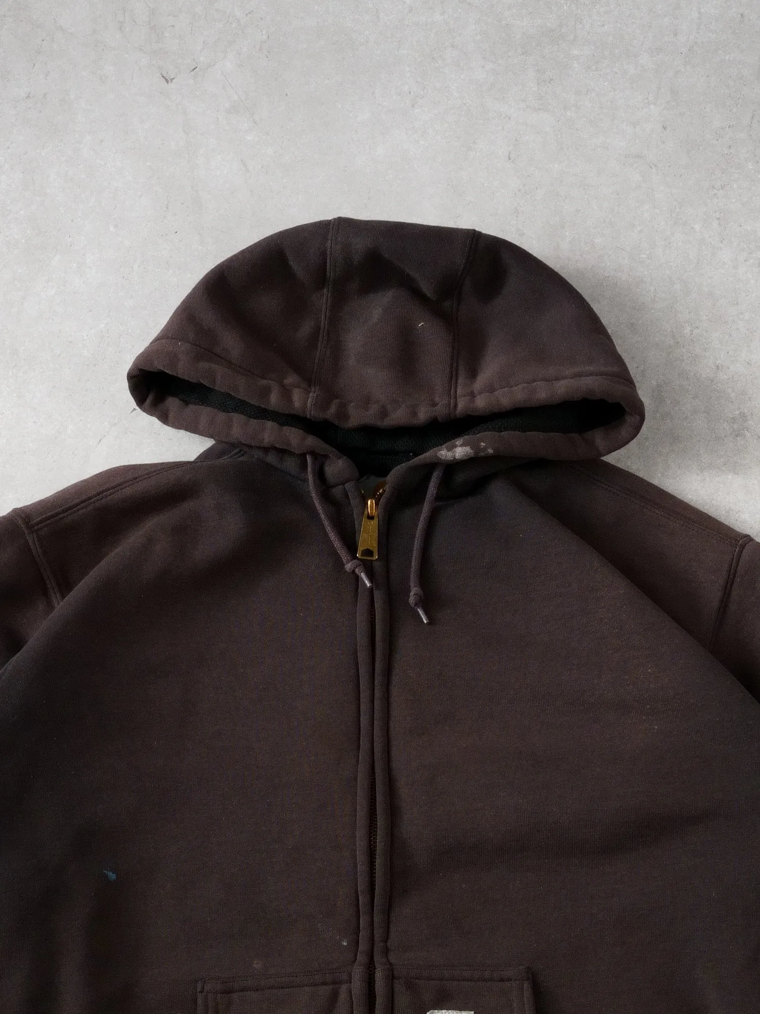 Vintage 90s Brown Carhartt Hooded Workwear Zipup (L) sold by Rebalance Vintage product image thumbnail 2