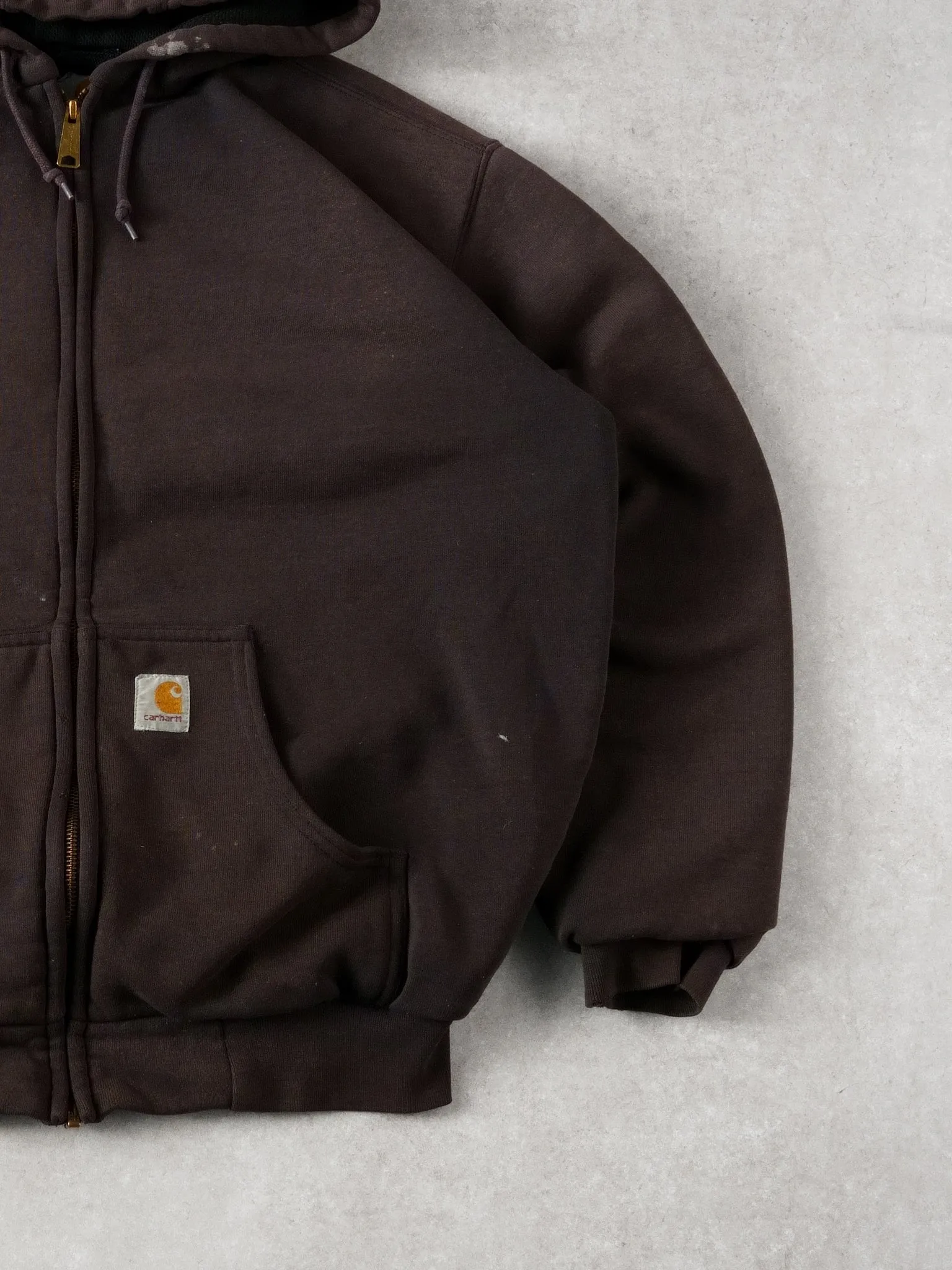 Vintage 90s Brown Carhartt Hooded Workwear Zipup (L) sold by Rebalance Vintage product image thumbnail 3