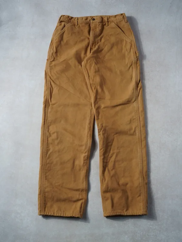 VIntage 90s Khaki Carhartt Lined Carpenter Pants (32x34) sold by Rebalance Vintage