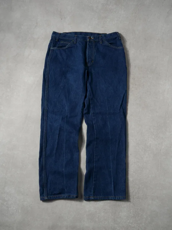 Vintage 90s Dark Blue Dickies Straight Denim Jeans (36x30) sold by Rebalance Vintage