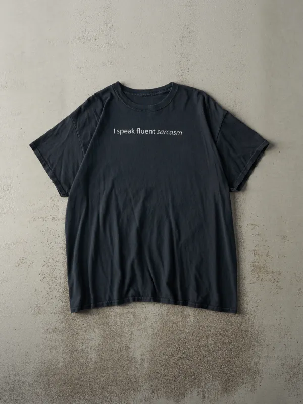 Vintage Y2K Black "I Speak Fluent Sarcasm" Tee (L) sold by Rebalance Vintage