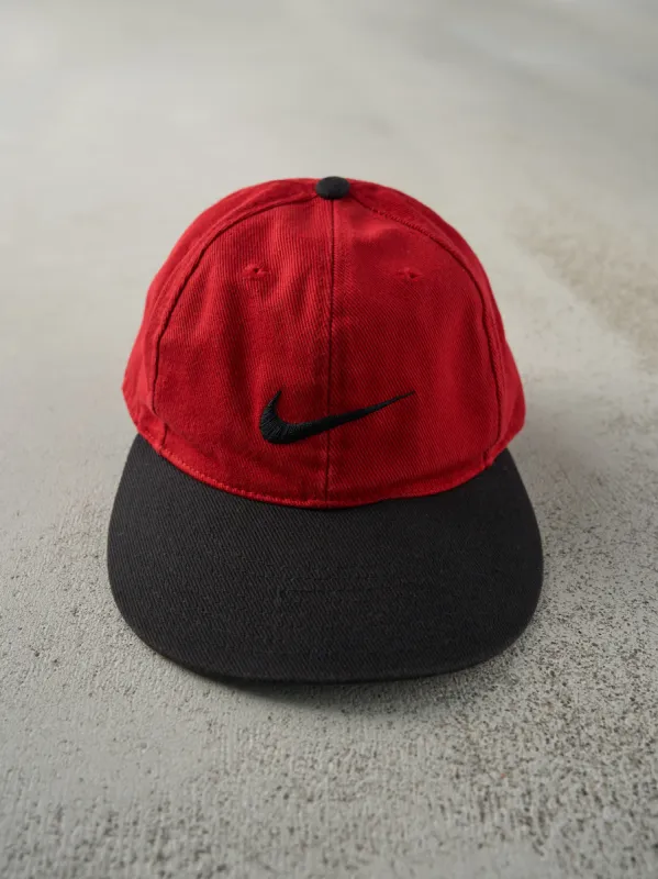 Vintage Y2K Red & Black Embroidered Nike Swoosh Fitted Hat (7 1/4) sold by Rebalance Vintage