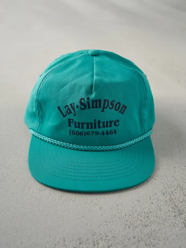 Vintage 80s Teal Lay Simpson Furniture Zip Back Hat made by Rebalance Vintage