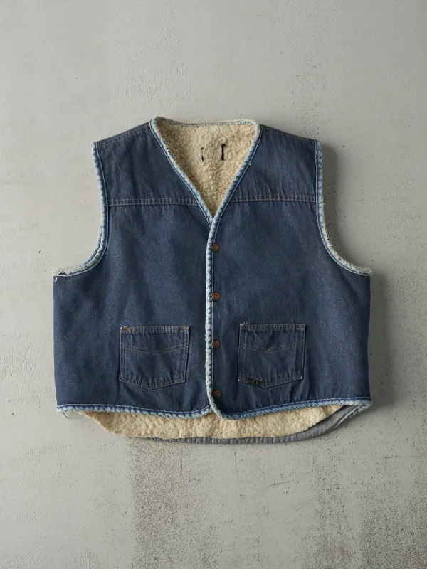 Vintage 70s Denim Wool Lined Roebucks Workwear Vest (M) sold by Rebalance Vintage